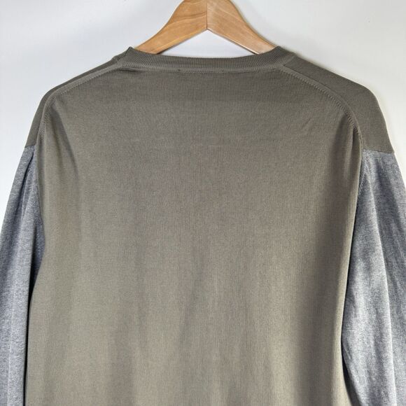 Emile Lafaurie Men XL Cardigan Sweater Made in Italy Olive Green Gray Colorblock - Picture 4 of 14